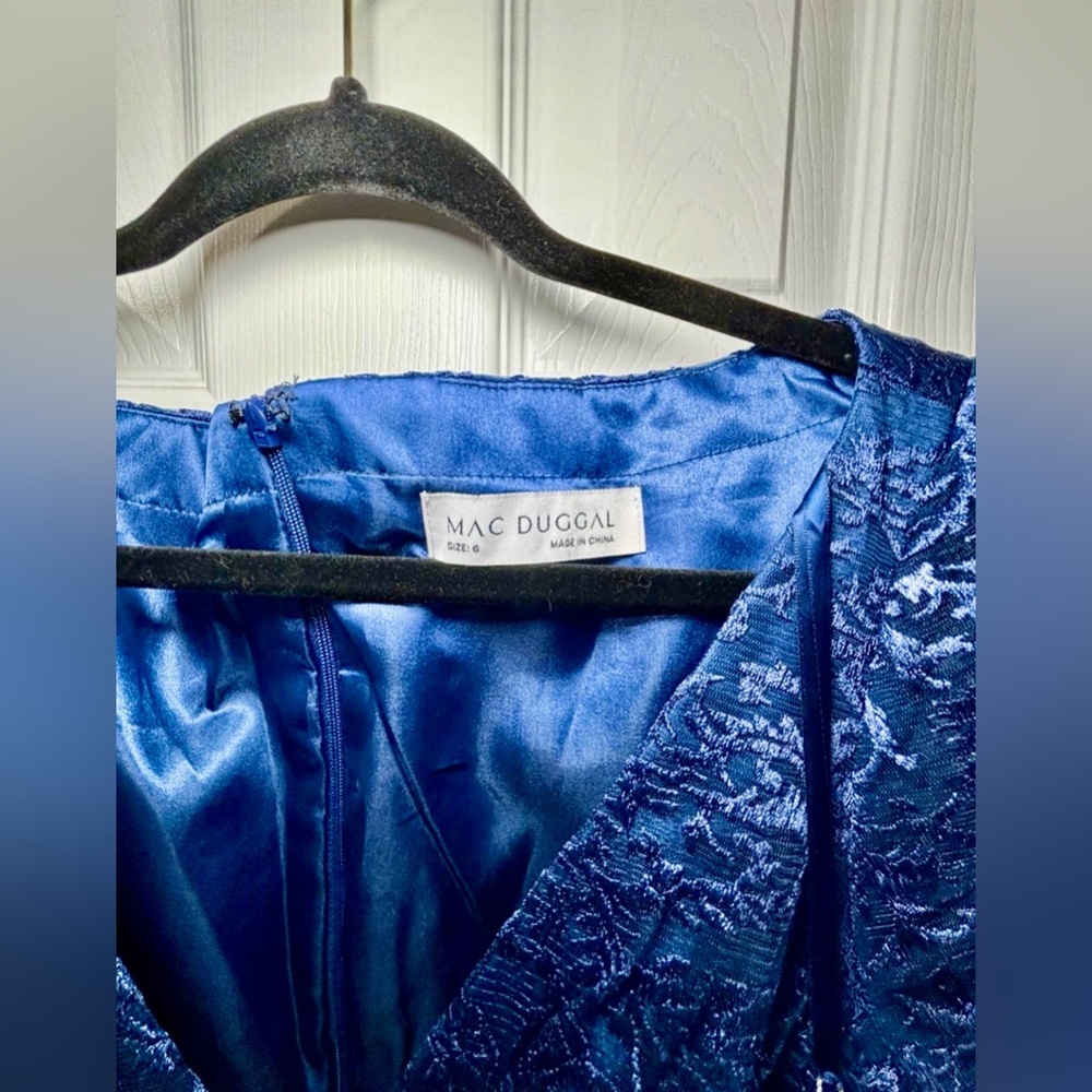 NWT MAC DUGGAL SZ 6 Midnight Blue Tea Length Sequin Gown #112181 - Picture 4 of 12